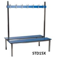 1.5m Double Sided Aqua Duo Changing Room Bench - Stainless Steel Seat