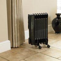 1500 Watt Oil Filled 7 Fin Radiator in Black by Kingfisher