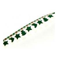 15mm Stars, Trees & Stockings Felt & Gingham Christmas Ribbon 5m Green