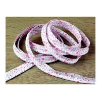 15mm Floral Print Cotton Flanged Piping Cord Pink