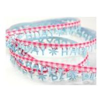 15mm happy birthday garland ribbon blue pink