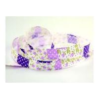 15mm flower print rustic ribbon purplelilac