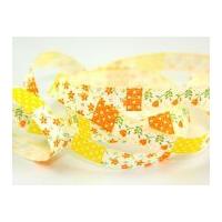 15mm flower print rustic ribbon yelloworange