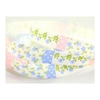 15mm flower print rustic ribbon pinkblue