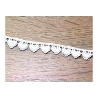15mm Embroidered Heart Lace Trimming White