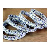 15mm Floral Print Cotton Flanged Piping Cord Blue