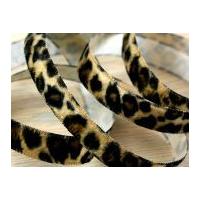 15mm animal print furry ribbon black beige