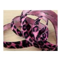 15mm Animal Print Furry Ribbon Black & Pink