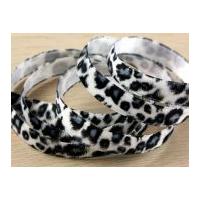 15mm Animal Print Furry Ribbon Black & White