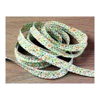 15mm Floral Print Cotton Flanged Piping Cord Green