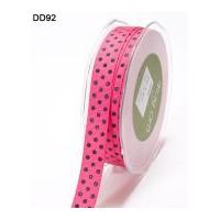 15mm may arts polka dots spotty grosgrain ribbon fuchsia pink black