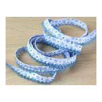 15mm Pre Folded Printed Bias Binding Tape with Crochet Edge Blue