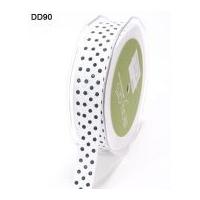 15mm May Arts Polka Dots Spotty Grosgrain Ribbon White & Black