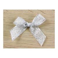 15mm Large Lurex Metallic Ribbon Bows Silver