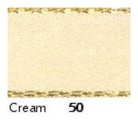 15mm berisford gold metallic edge satin ribbon 50 cream