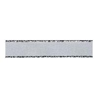 15mm Berisford Silver Metallic Edge Satin Ribbon 18 Silver Grey