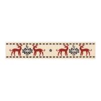 15mm Berisford Deer Print Print Ribbon 1 Red/Black