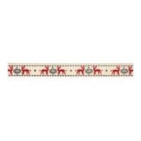 15mm Berisford Deer Print Print Ribbon 1 Red/Black