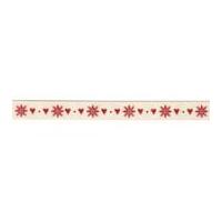 15mm Berisford Snowflake Stitch Print Ribbon 1 Red