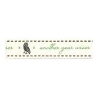 15mm berisford wise owl print ribbon 2 green