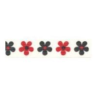 15mm Berisford Daisy Print Ribbon 2 Red