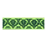 15mm Berisford Baroque Print Ribbon 6 Kiwi