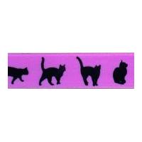 15mm Berisford Cats Print Ribbon 4 Pink