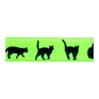 15mm Berisford Cats Print Ribbon 7 Kiwi