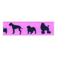 15mm Berisford Dogs Print Ribbon 4 Pink