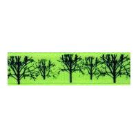 15mm Berisford Trees Print Ribbon 2 Kiwi