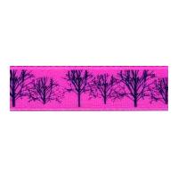 15mm Berisford Trees Print Ribbon 4 Pink