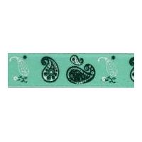 15mm berisford paisley print ribbon 5 duck egg