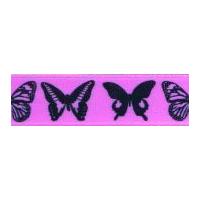 15mm Berisford Dancing Butterfly Print Ribbon 1 Pink