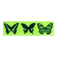 15mm berisford dancing butterfly print ribbon 2 kiwi