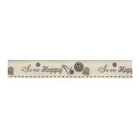 15mm Berisford Sew Happy Print Ribbon 1 Charcoal