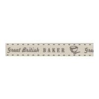 15mm Berisford Great British Baker Print Ribbon 1 Pumice