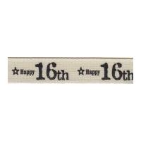 15mm Berisford Happy 16th Special Birthday Print Ribbon