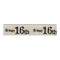 15mm berisford happy 16th special birthday print ribbon