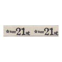 15mm Berisford Happy 21st Special Birthday Print Ribbon