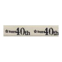 15mm berisford happy 40th special birthday print ribbon