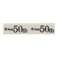 15mm berisford happy 50th special birthday print ribbon