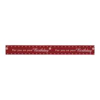 15mm Berisford For You on Your Birthday Print Ribbon 3 Red