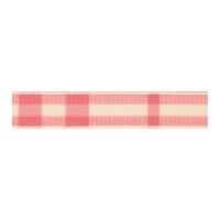 15mm Berisford Rustic Tartan Print Ribbon 3 Pink