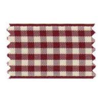 15mm Berisford Natural Gingham Print Ribbon 3 Burgundy