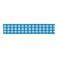 15mm berisford check ribbon 3 sky