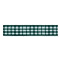 15mm Berisford Check Ribbon 455 Hunter