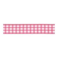 15mm Berisford Check Ribbon 57 Pink