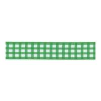 15mm Berisford Check Ribbon 664 Meadow