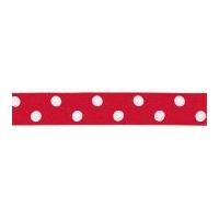 15mm Berisford Polka Dot Print Ribbon 15 Red