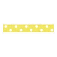 15mm Berisford Polka Dot Print Ribbon 5 Lemon